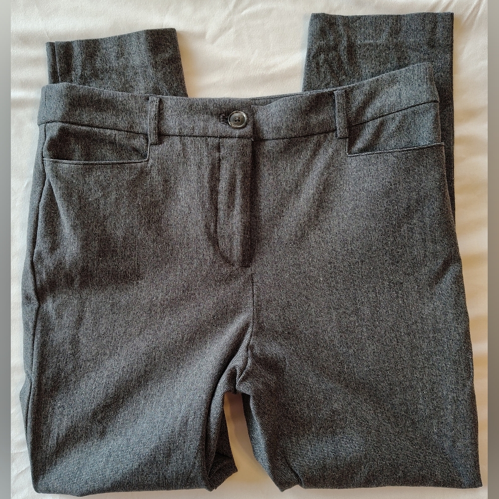LOFT The Sutton Skinny Heathered Charcoal Gray Women's Dress Slacks Size 8 NWOT - Picture 2 of 12